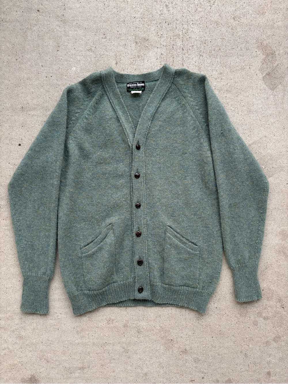 Vintage 60s Allen Solly England Pure Lambswool Cardigan Sweater Green Small